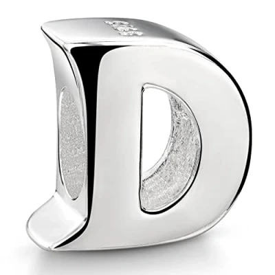 Abbildung von Materia Bead Hochglanz Charm Buchstabe / Alphabet &quot; D 1383, 925 Sterling Silber