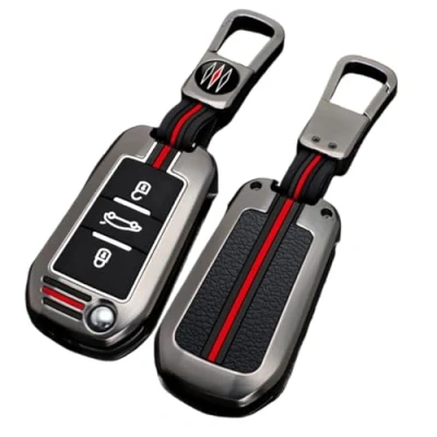 Abbildung von Happyit Autoschlüsselhüllen aus Zinklegierung für Peugeot 3008 208 308 508 408 307 4008 Citroen C4 C4L C3 C6 XR Picasso DS3 DS4 DS5 3 Tasten (B, Matte Farbe)