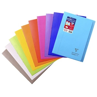 Abbildung von Clairefontaine 971501C Schulheft / Heft Koverbook DIN A4 21x29,7cm, 48 Blatt 90g, liniert mit Rand, Einband aus transparentem PP, 2 Klarsichthüllen + 1 Etikett, geheftet, farbig sortiert, Stück