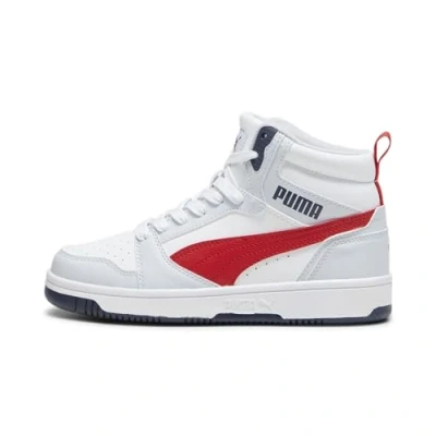 Abbildung von PUMA Rebound V6 Mid Jr Sneaker, Silver Mist Club Navy for All Time Red, 36 EU