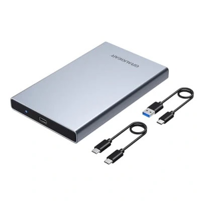 Abbildung von GRAUGEAR Festplatten Gehäuse G 2501 AC 10G, externes für 2,5&quot; HDD SSD USB 3.2 Aluminiumgehäuse