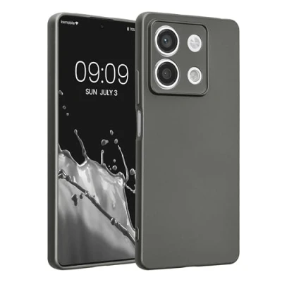 Abbildung von kwmobile Handyhülle kompatibel mit Xiaomi Redmi Note 13 5G Hülle weiche Silikon Case metallisch schimmernd in Metallic Grau