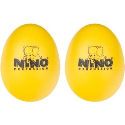 Abbildung von Nino Percussion Egg Shaker Paar 2 Rasseleier für Kinder ab 3 Jahren Musikinstrument Geschenkidee Kunststoff, Gelb (NINO540Y 2)