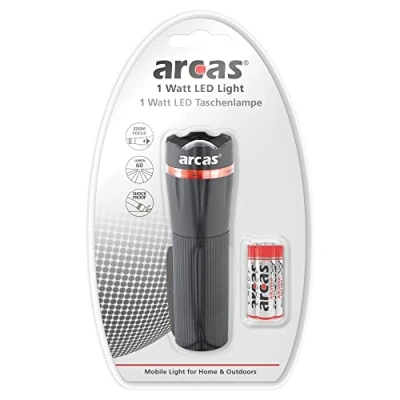Abbildung von Arcas 30700020 R03, Taschenlampe, 1 Watt, inklusive, 3 Batterien AAA, Kunststoff
