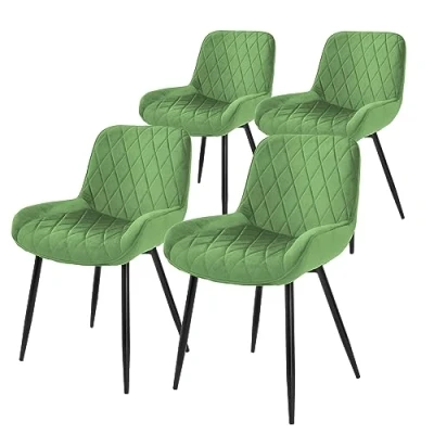 Abbildung von ML Design 4er Set Esszimmerstühle, Salbei, Sitzfläche aus Samt, Metallbeine, Esszimmerstuhl mit Rücken und Armlehnen, Küchenstühle Küchenstuhl Wohnzimmerstühle Wohnzimmerstuhl Polsterstuhl Stühle