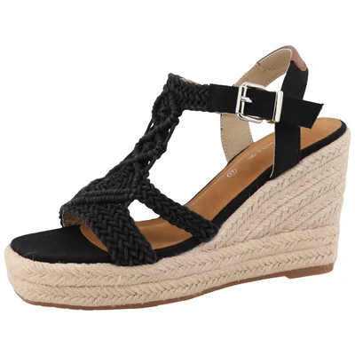 Abbildung von TOM TAILOR Keilsandalette &quot;Jolanda&quot;, Sommerschuh, Sandale, Keilabsatz, mit verstellbarem Ristriemchen