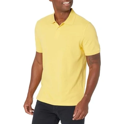 Abbildung von Amazon Essentials Herren Piqué Poloshirt aus Baumwolle, Schmale Passform, Gelb, L
