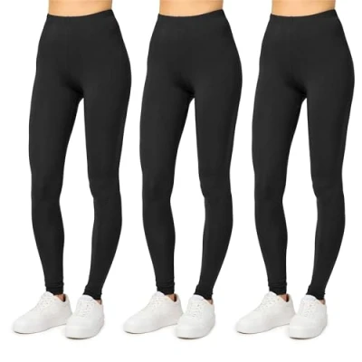 Abbildung von Merry Style Damen Lange Leggings aus Viskose MS10 143 (Schwarz/Schwarz/Schwarz, XL)
