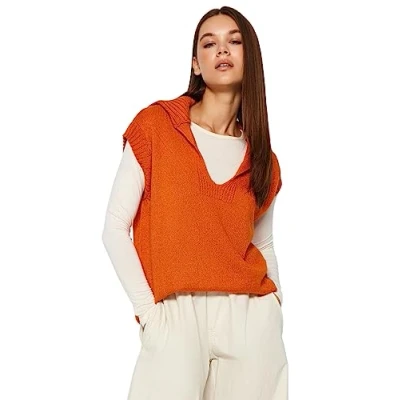 Abbildung von Trendyol Women&#039;s Damen Gerade Ärmel Regulär Pullover Sweater, Orange, S