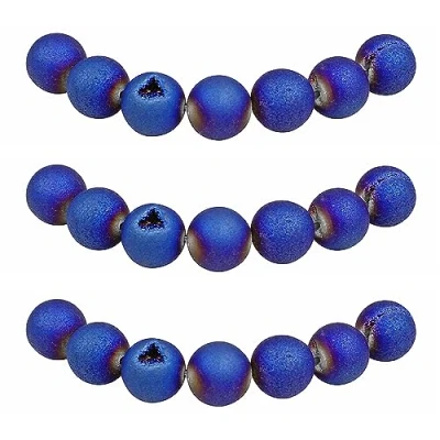 Abbildung von MJDCB Perlen zum Auffädeln 8mm 45 stück Blau Géoden Achat Halbedelsteine mit Loch Natürliche Lose Runde Steinperlen für Herstellung Schmuck Armbänder Halsketten