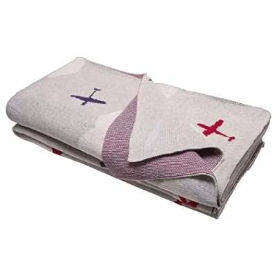 Abbildung von Bio Babydecke 100% Baumwolle (kbA) GOTS zertifiziert, Flugzeuge, 130 x 170 cm