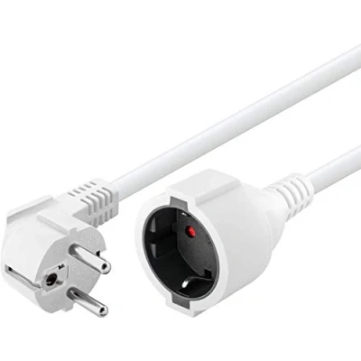 Abbildung von Goobay 93089 Gewinkeltes Strom Verlängerungskabel / Schutzkontakt Stecker 250V 10 Meter Stromkabel Verlängerung für Innenbereich Weiß 10m