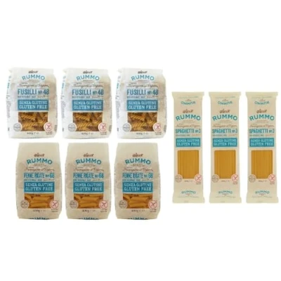 Abbildung von 9er Pack Testpaket Rummo Pasta Glutenfreie Spaghetti Fusilli Penne Rigate,Nudeln Senza Glutine 400g