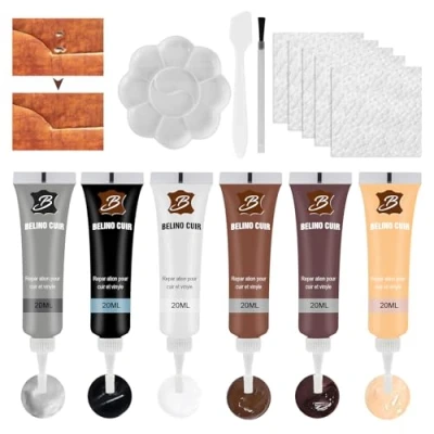 Abbildung von HASAIKA® Lederreparatur Creme, Kunstleder Reparaturset, Leder Restaurator,Reparatur Set für Autositze,Sofas, Lederjacke,Schuhe,Gürtel Kratzer,Löcher
