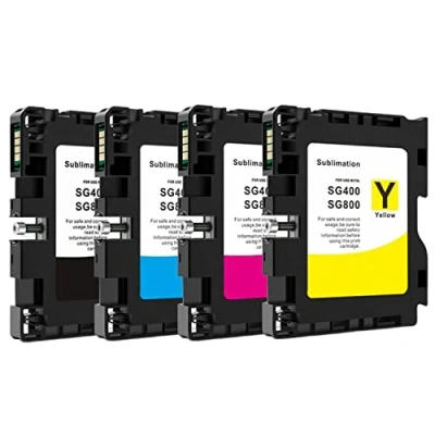 Abbildung von SHUOLEI Kompatibel SG400 SG800 Tintenpatronen für Sawgrass Virtuoso Ricoh Aifcio SG3100 SG3110 SG7100 Drucker Thermotransfer Sublimationstinte (BK/C/M/Y 4 Packs)