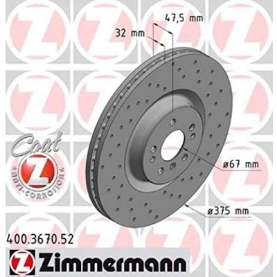 Abbildung von ZIMMERMANN SPORT COAT Z 400.3670.52 Bremsscheibe 375 32 8/5 5 112 innenbelüftet, gelocht beschichtet hochgekohlt MERCEDES BENZ: R Klasse, ML Klasse