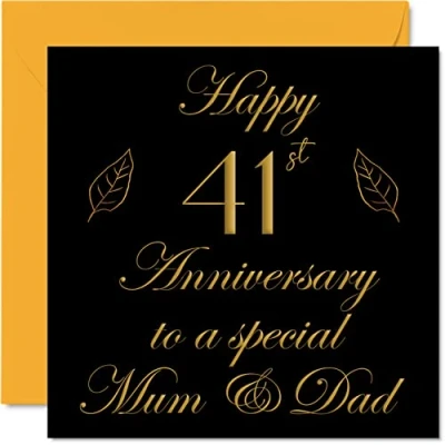 Abbildung von Stuff4 Glückwunschkarte zum 41. Jahrestag für Papa, Eltern besondere Mama &amp; Papa Happy 41 Hochzeitstag von Sohn, Tochter, Familie, 145 mm x Grußkarten vierzig Jahrestage
