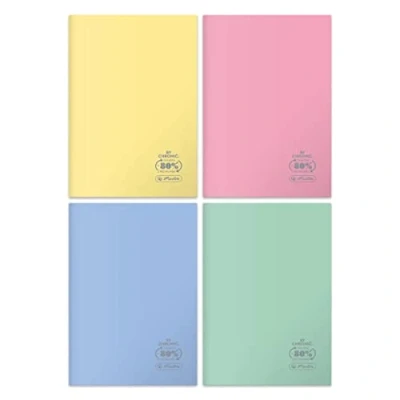 Abbildung von Herlitz® Schulheft A5 kariert 60 Blatt ECO PP Softcover Brulion Notizblock Skizzenbuch Zum Schreiben der Kalligraphie Schule Studienschüler Universal Pastell Colors