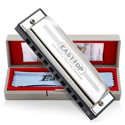 Abbildung von East Top Mundharmonika, diatonische Mundharmonika Tonart C, Blues Harp 10 Löcher 20 Töne T009 Shonrry für Erwachsene, Studenten, Anfänger und Spieler aller Spielstärken