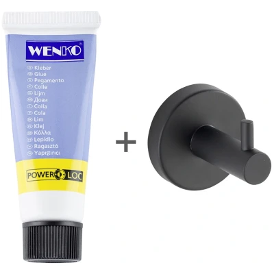 Abbildung von WENKO Wandhaken &quot;Modell Bosio&quot;, inkl. Power Loc Kleber, für Bad und Haushalt, Befestigen ohne Bohren