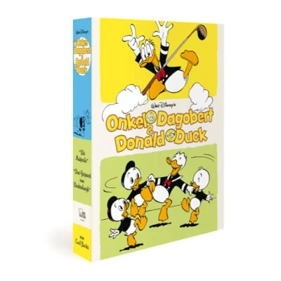 Abbildung von Onkel Dagobert und Donald Duck von Carl Barks Schuber 1947 1948: Die Mutprobe &amp; Das Gespenst Duckenburgh