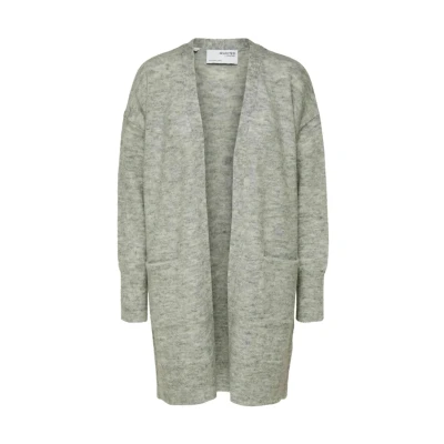 Abbildung von Selected Femme Slflulu NEW LONG Cardigan Strickjacke, Damen, Größe: 40, Light grey melange