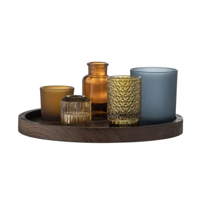 Abbildung von Bloomingville Teelichthalter Sanga Tablett 30cm Holz mit 5 (6 St), aus Glas Kerzenhalter