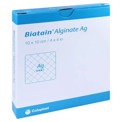 Abbildung von Biatain Alginate Ag Kompressen 10x10 cm 10 St