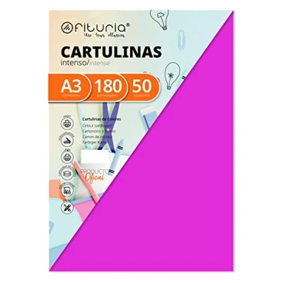 Abbildung von OFITURIA FAB 16576 Pack 50 Cartulinas Color Fucsia Tamaño A3 180g