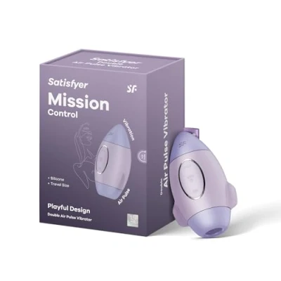 Abbildung von Satisfyer Mission Control 10 cm Double Air Pulse Vibrator Einsteigerfreundlich 2 in 1 Druckwellen und Vibration Wiederaufladbarer Akku Wasserdicht (IPX7) Silikon, Farbe:violett