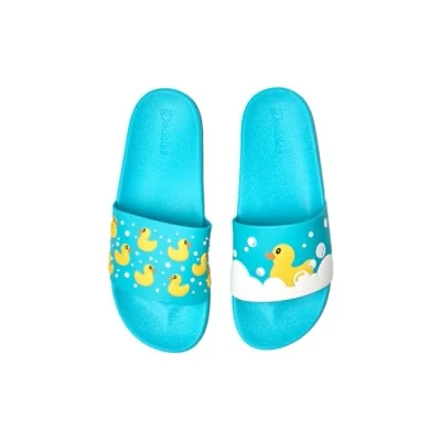 Abbildung von Dedoles Badeschuhe &amp; Hausschuhe Damen Herren Kinder Badesandalen lustige Designs Bücher Kaffee Party Pizza Fuchs Bär Lama Wolken Geschenk, Farbe: Blau, Motiv: Schwimmende Enten, Gr. 41