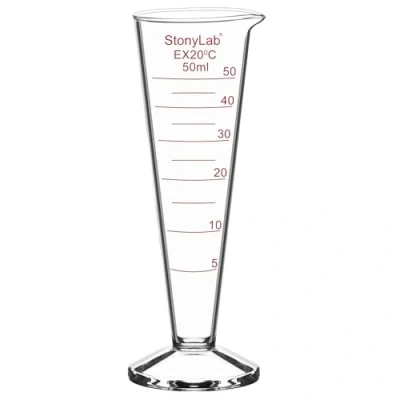 Abbildung von stonylab Messzylinder, 1 Stück Konischer Messzylinder aus Borosilikatglas mit Weitem Mund und Ausguss für Präzise Messungen, 50 ml