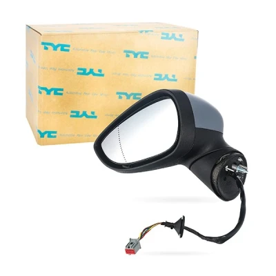 Abbildung von Außenspiegel Tyc 310 0130 links grundiert für elektr.Spiegelverstellung, asphärisch, beheizbar FORD: FIESTA 6, 6 Van