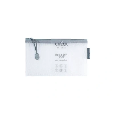 Abbildung von Grafoplás Tasche mit Reißverschluss, EVA, Soft Check, 23 x 13 cm, weiß, weiche Haptik, Reißverschluss aus transparentem EVA Gummi, perfekt zum Schutz und Transport von Dokumenten kleinen