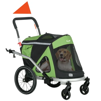 Abbildung von 2 in 1 Hundeanhänger Hundebuggy mit Reflektoren für Mittelgroße Hunde