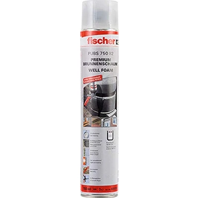 Abbildung von fischer Premium Brunnenschaum Well Foam PUBS 750, wasserfester Pistolenschaum, Montageschaum zum Verfüllen &amp; Dämmen, Bauschaum für Schaumpistolen, 750 ml