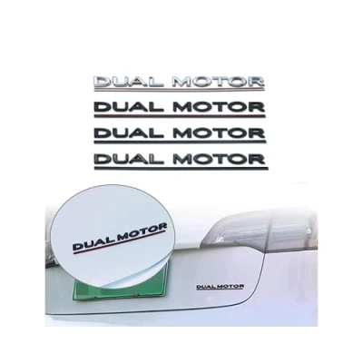 Abbildung von Manori Market Dekorative Buchstaben Selbstklebend und Individuelle 3D Box: &quot;Tesla Dual Motor &amp; Plaid&quot;, kompatibel mit Tesla Modellen: X, Y, S 3 Highland (Dual Motor, Schwarz, Schwarz)