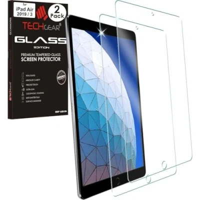 Abbildung von TECHGEAR [2 Stück Schutzfolie kompatibel mit iPad Air 10,5 Zoll (Air 3, 2019) Pro Glas Anti Kratzer Schutzabdeckung / 2019 (10,5)