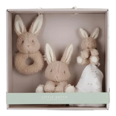 Abbildung von Little Dutch 8859 Geschenkset 3 teilig (Schmusetuch, Greifling, Stofftier) Hase beige Baby Bunny Newborn Naturals