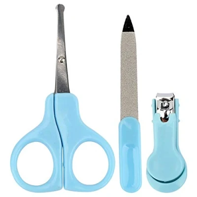 Abbildung von 3 in 1 Baby Nagelknipser Pflegeset Maniküre Set mit Nagelschere und Nagelfeile für Neugeborene Kleinkind Zehen Fingernägel Pflege Set(blau)
