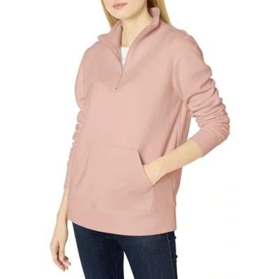 Abbildung von Amazon Essentials Damen Langarm Oberteil aus Fleece mit Viertelreißverschluss (in Übergröße erhältlich), Hellrosa, XXL