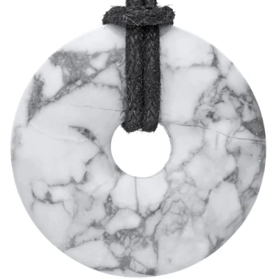 Abbildung von Lebensquelle Plus Magnesit Donut Ø 30 mm + Baumwollband Edelstein Anhänger Echte Heilsteinkette inkl. Band