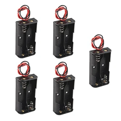 Abbildung von HALJIA Aufbewahrungsbox/Halterung für jeweils 2 x AA Batterien mit 3 V, aus Kunststoff, Leitungsdrähten, 5 Stück