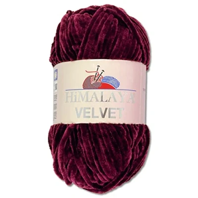 Abbildung von Wohnkult Himalaya 100 g Velvet Dolphin Wolle 40 Farben zur Auswahl Chenille Strickgarn Flauschgarn Glanz Accessoire Kleidung Decken (90039 Aubergine)