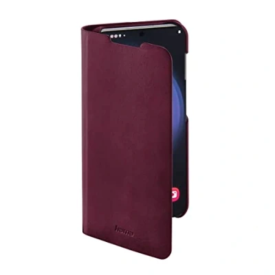 Abbildung von Hama Handytasche für Samsung Galaxy S23 „Guard Pro“ (Schutzhülle mit Kartenfach, klappbare Hülle Magnetverschluss und Standfunktion) bordeaux