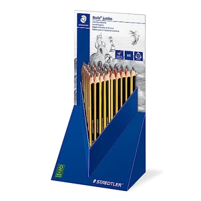 Abbildung von STAEDTLER Schreiblernstift Noris jumbo, dicker Bleistift in Dreikantform, hohe Bruchfestigkeit, Härtegrad HB, 48 Bleistifte im Thekendisplay, 119 NKP48