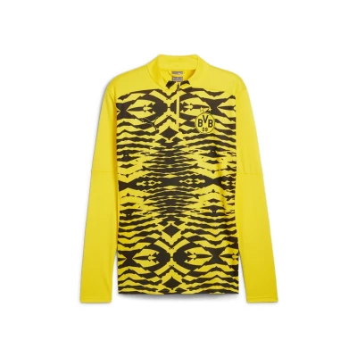 Abbildung von Puma Borussia Dortmund Prematch Quarterzip Langarmshirt, Herren, Größe: Large, Faster yellow black