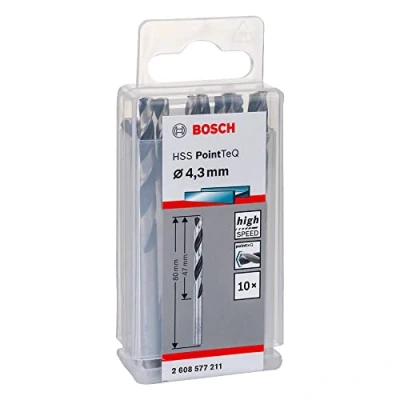Abbildung von Bosch Professional 10 Stück HSS Spiralbohrer PointTeQ (für Metall, 4,3 x 47 80 mm, Zubehör Bohrschrauber)