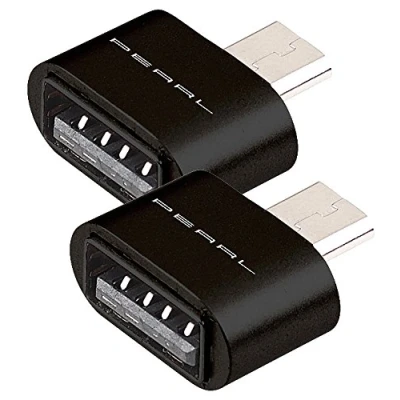 Abbildung von PEARL Adapter USB Stick Handy: 2er Set OTG Adapter, Alu Gehäuse, Buchse auf Micro Stecker (USB mit Typ A Buchse, USB, Externe Festplatte)
