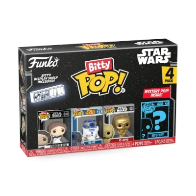 Abbildung von Funko Bitty Pop! Star Wars Princess Leia™, R2 D2™, C 3PO™ und eine Überraschungs Mini Figur 0.9 Inch (2.2 cm) Sammlerstück Stapelbares Display Regal Inklusive Geschenkidee Movies Fans